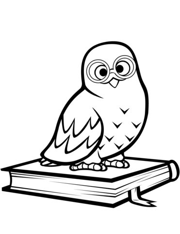 Polar Owl Sitting On A Book Coloring Page